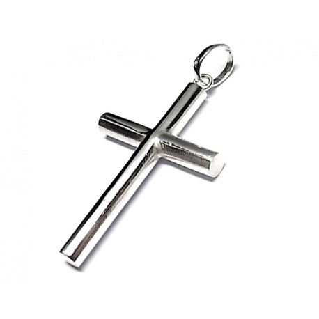 Crucifijo liso de Plata de ley
